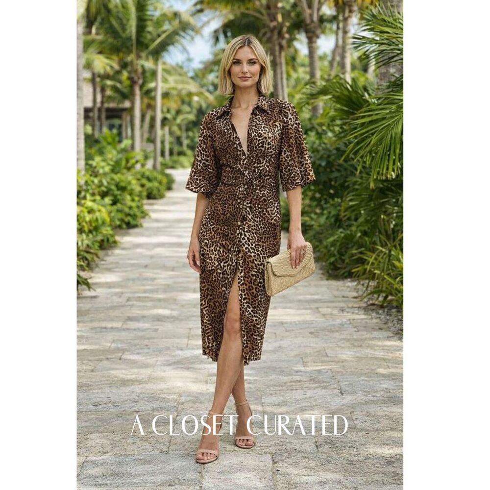 Veronica Beard Seki Linen Midi Dress 0 Brown